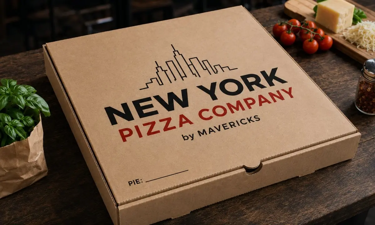 NEW YORK PIZZA COMPANYのロゴ入りピザボックス